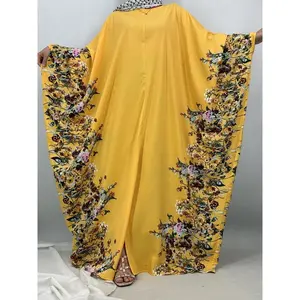 Women's Floral Print Batwing Sleeve Chiffon Abaya, Modest Fashion Long Sleeve Open Front Abaya for Daily Wear, Women's Islamic Clothing for All Seasons
