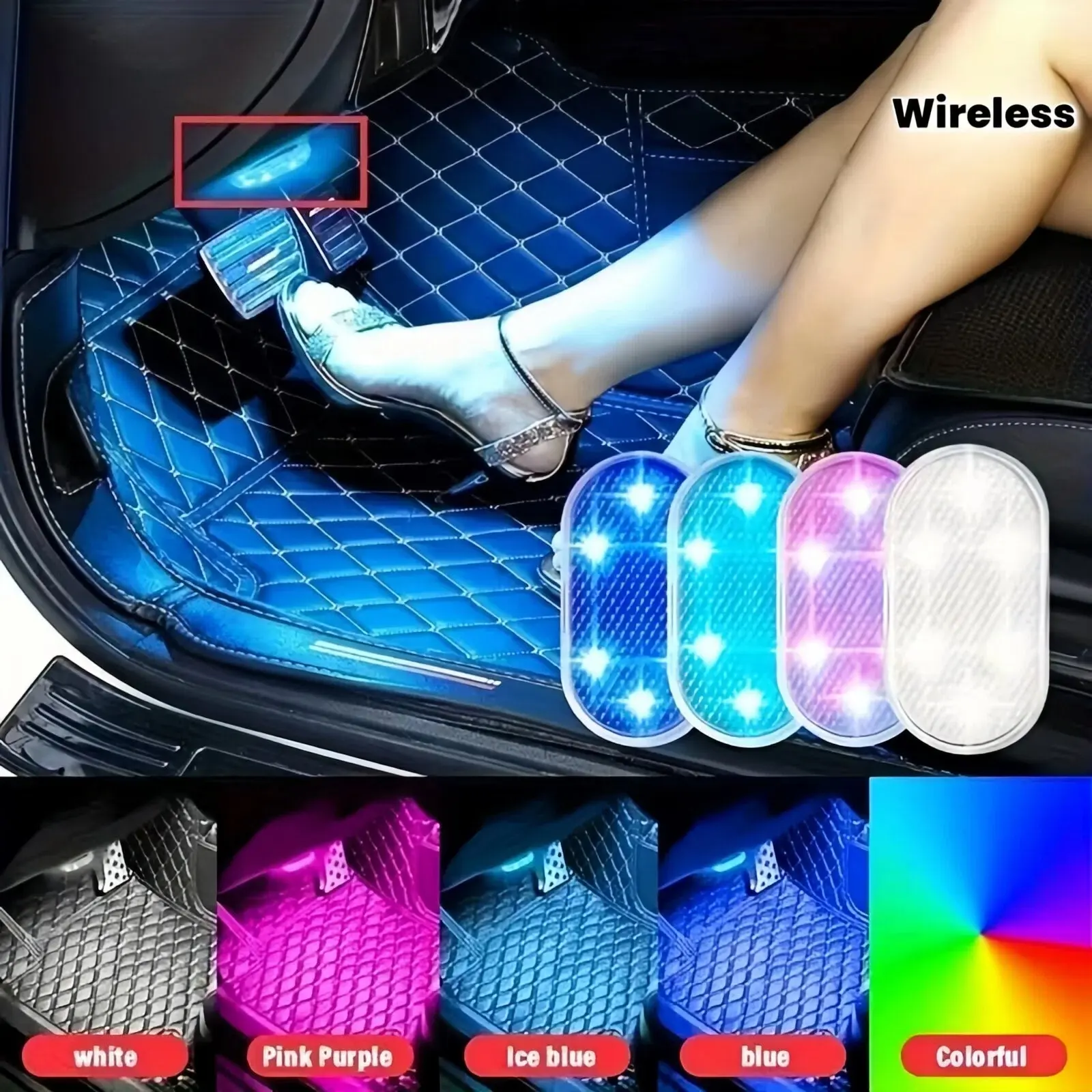 RGB Car Interior Atmosphere Light, Wireless LED Reading Lamp, Led Car Ambient Light, Touch Control, USB Charging, Easy Installation, Multi-Purpose Use, Car Interior Lighting