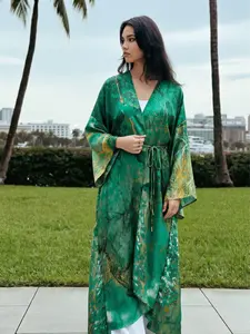 Women's Modest Prayer Robe, Floral Print Elegant Design, Loose Open Front, All Seasons, Premium Quality, Bohemian Style Headscarf