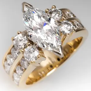 Light Luxury Marquise Engagement Ring for Women – CZ Solitaire Band, Bride Wedding Jewelry
