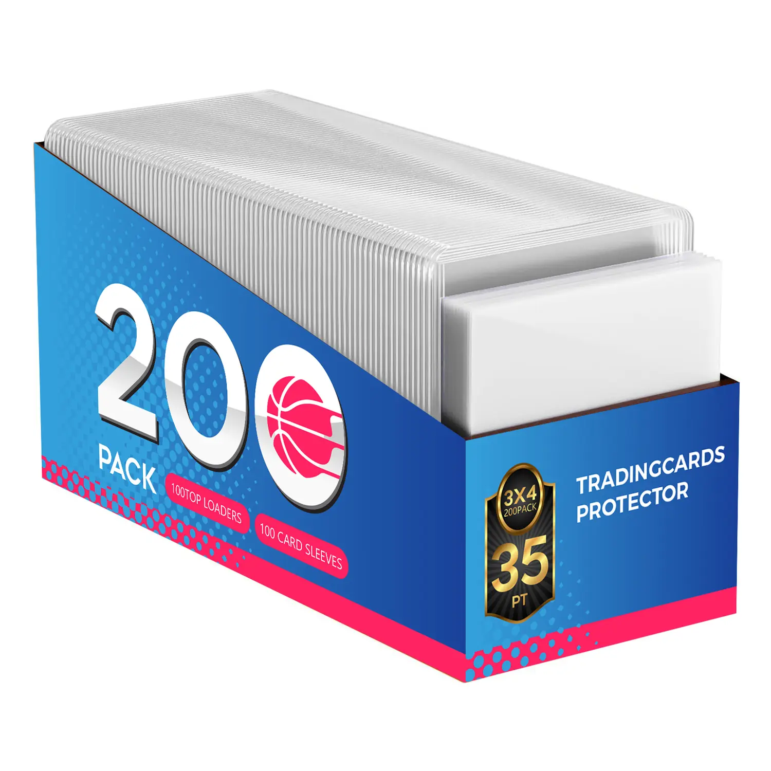 200 Card Sleeves Top Loaders for Cards, 3" x 4" Hard Plastic Toploaders, Baseball Card Protectors, Trading Card Holder for Football Sports Cards (100 Toploaders + 100 Penny Sleeves)