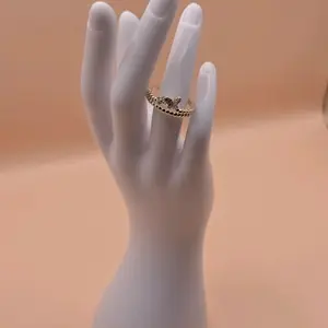 Elegant 14K Gold Plated-Tone Rhinestone Ring for Women - Stylish Band Design & Sparkling Gemstone Accent - Perfect for Everyday Wear