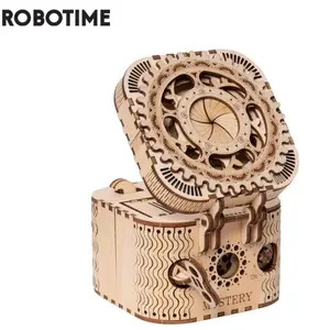 Robotime ROKR 123pcs Creative DIY 3D Treasure Box Wooden Puzzle Game Assembly Toy Gift for Children Teens Adult Building Block LK502