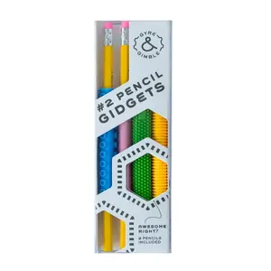 Gyre & Gimble Gidgets for #2 Pencils | Textured Silicone Pencil Sleeve for Quiet & Calm Fidgeting | 4 Sleeves & 2 Pencils | ADHD Sensory Tool for Kids & Adults