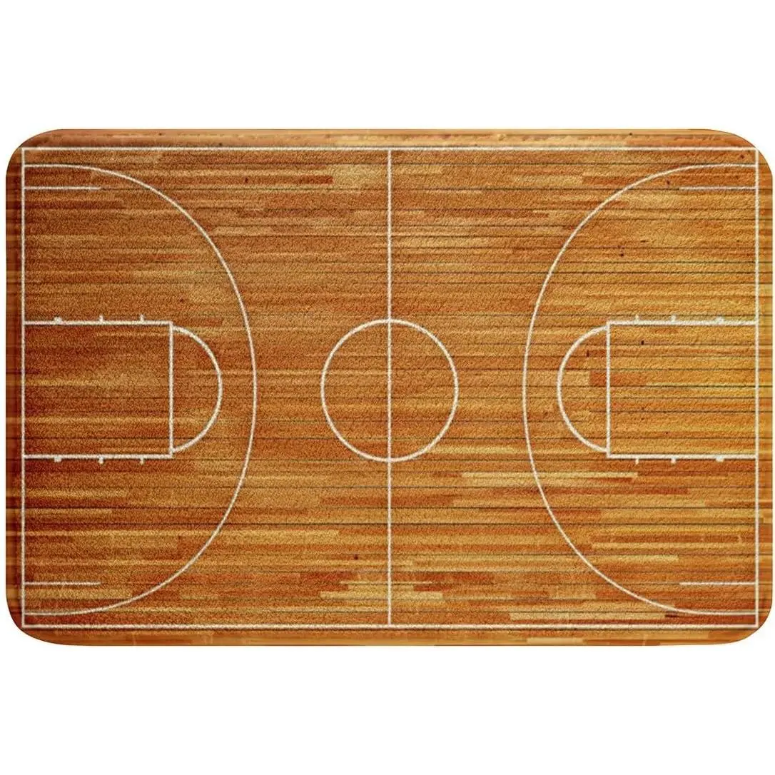 Feelyou Soft Basketball Print Microfiber Bath Mat - 20"x32" Modern Rectangle Rugs for Bathroom Floor, Water-Absorbent Thick Homestyle Fabric Accessory for Decoration, Soft Absorbent Mats