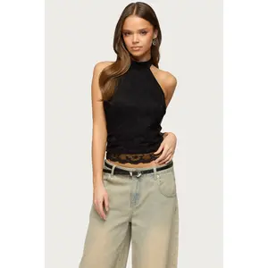Perrie Lace High Neck Halter Top