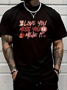 100% Cotton Love You Miss You Mean It Cowgirl Boots Hat Hearts Roses T-Shirt Men's Women's vintage Summer vacation tops Graphic Tee