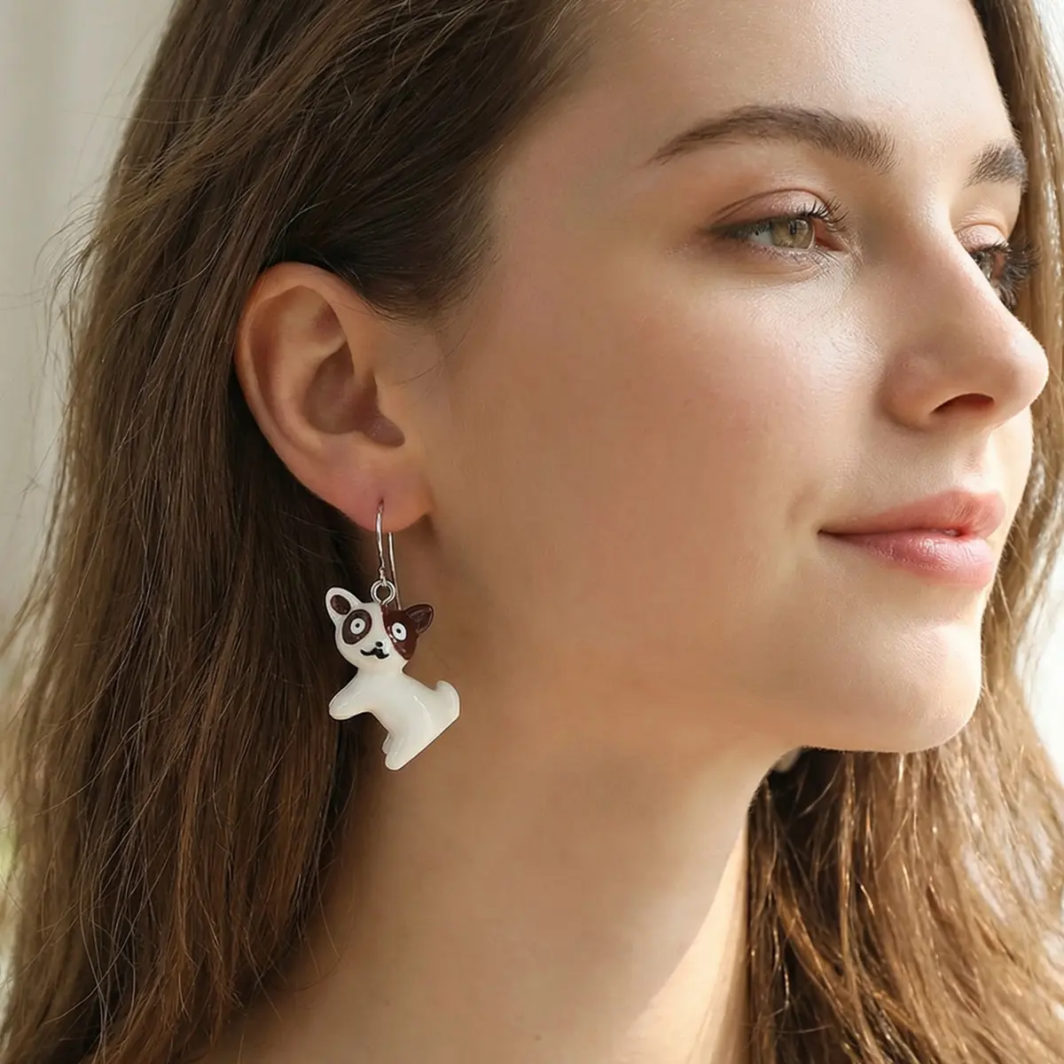 Cute and stylish puppy earrings in a minimalist style, acrylic personalized pet earrings with cartoon design