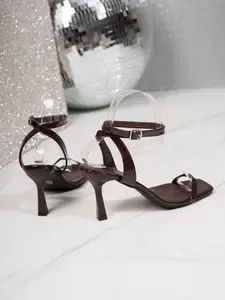 Women's Open Toe Patent Single Band Ankle Strap Heels, Girly Sandals with Delicate Thin Heel, Flattering Footwear That Lengthens Legs, Great for Summer Dresses, Skirts, and Casual Jeans, Keeps Your Style Fresh and Sweet
