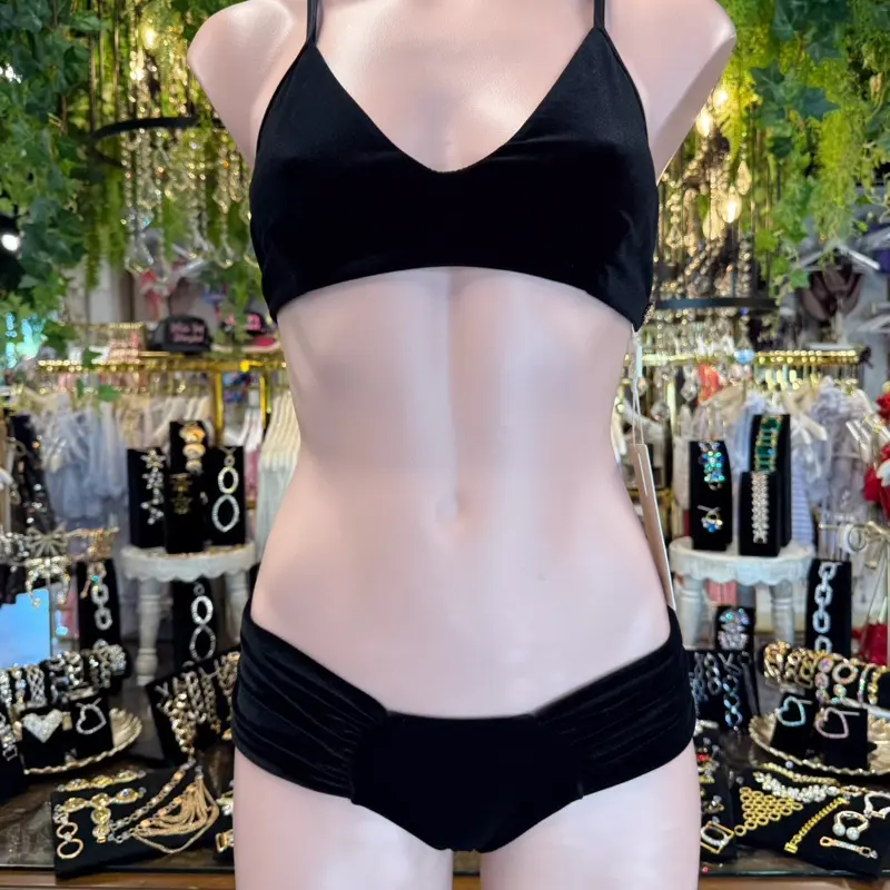 Black Velvet Bikini Set