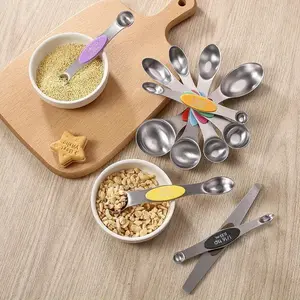 9/8 piece set double - sided magnetic measuring spoons, suitable for both liquid and dry ingredients, perfect for spice jars, with accurate measurement
