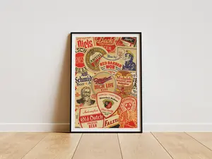 Vintage Beer Brands Poster, Retro Brewery Art Print, Beer Wall Art, Bar Decor, Pub Wall Art, Printable Beer Art