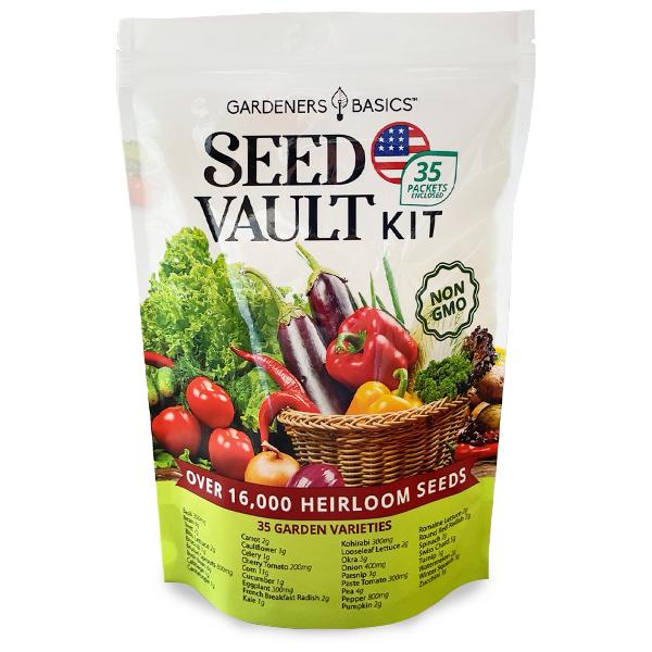 Vegetable Seed Vault Kit - 35 Variety Pack for Home Growing & Planting Survival Seeds Heirloom Vegetable Mix Great Garde