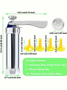 25pcs/Set Biscuit Mold Tools, Including 1pc Biscuit Press Gun, 20pcs Stainless Steel Biscuit Molds
