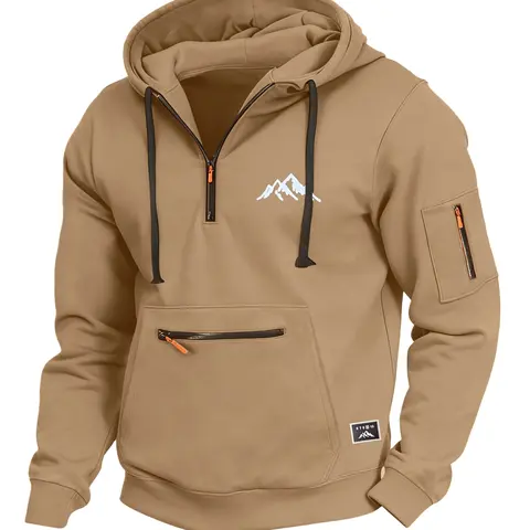 Autumn Winter Thick Zipper Hoodie, Casual Loose Fit Design, Fashionable Simple Sports Sweatshirt, Essential for Outdoor Enthusiasts