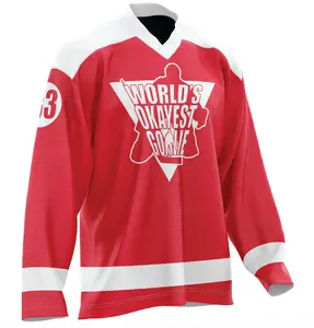 World's Okayest Goalie Hockey Jersey Red/White