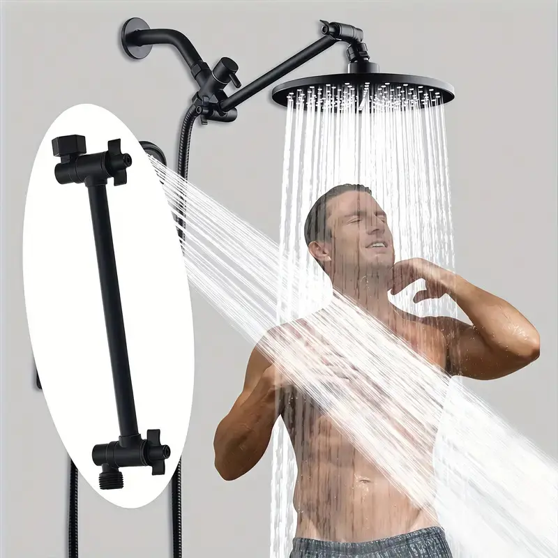 Adjustable Shower Head Extension Arm, Fixed and Handheld Showerhead Holder, Handheld Shower Attachment, Height and Angle Adjustable, Bathroom Accessory