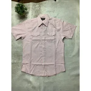 Men Aztec Short Sleeve Striped Shirt Rose