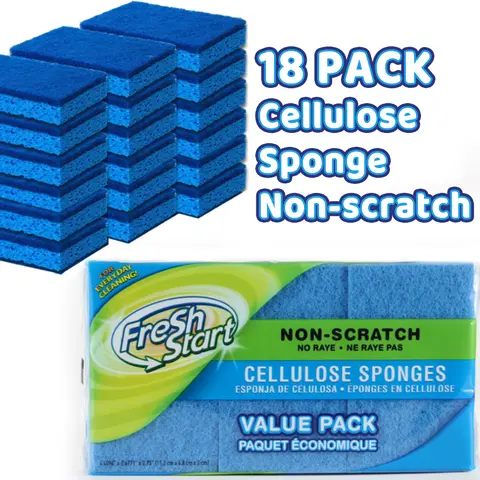18-Piece High-Density Scrubber Sponges, Square Double-Sided Cellulose Dish Sponges with Tough Non-Scratch Scouring Pads, Kitchen Cleaning Supplies for Home Kitchen, Bathroom Use, Scrubber Sponge