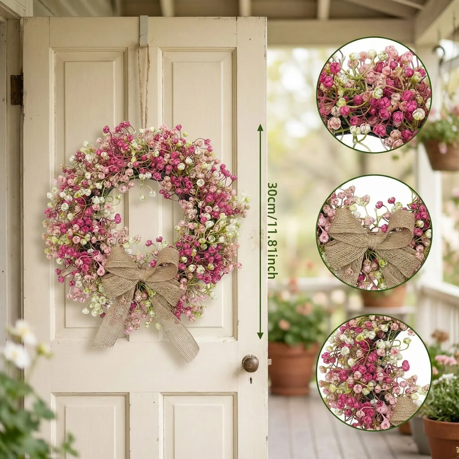 Spring Artificial Plant Wreath, Colorful Eucalyptus Leaf Decorative Hanging Ornament, Window Display Door Decoration, Seasonal Decor, Home Decor Ornaments, Plastic Hanging Decor