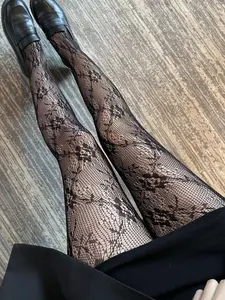 Women's Slim Fit Fishnet Stockings, High Elasticity Floral Pattern Design, Perfect for Daily Wear & Spring Season