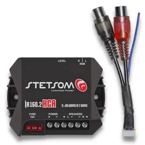 Stetsom IR160.2 Digital Car Audio Amplifier - Aluminium-Built, with Remote, Low-Noise Connector for Automotive & Motorcycle Electronics