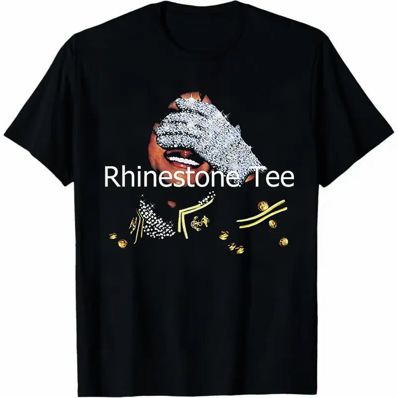 10oz 100% Cotton, t shirt with Rhinestone, Comfort Shortsleeve Casual,mj shirt with Diamonds, Streetwear tee, MeJend Sweatshirt for Men & Women