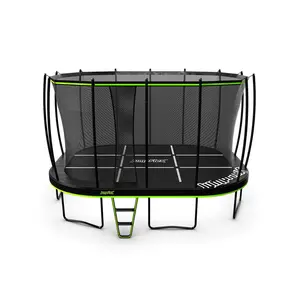 JumpFlex 17' Trampoline MEGA Outdoor Playset with Net and Ladder, Green/Black