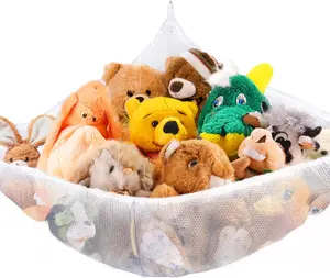 Stuffed  Net or Hammock - Storage Ideas for Plushies, Teddy Bears, and Toys - Corner Organizer Holder (Medium)
