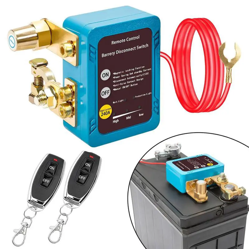 Upgrade Car Kill Switch, 12V 240A Wireless Remote Battery Disconnect for Anti-Theft