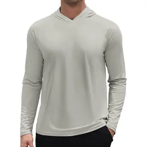 Mens UPF 50+ Sun Hoodie UV Protection Long Sleeve Swimming Rash Guard SPF Quick Dry Fishing Hiking Shirt for Outdoor