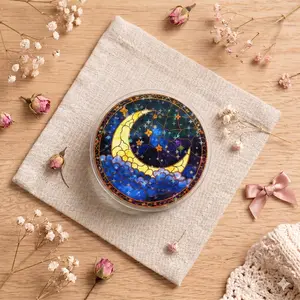 Magnetic Phone Grip Stained Glass Crescent Moon MagSafe Griptok Celestial Stars Phone Holder Stand Whimsigoth Aesthetic Kindle Magnet Accessory Gift