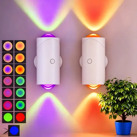 RGB Smart Color Changing Night Light (RGB Atmosphere Lights) - ABS Plastic, Motion Control (Hands-Free), Dimmable, Adjustable Lighting Modes, USB Rechargeable, Wall-Safe Magnets, Adhesive Base, No Drilling, Easy Flexible Installation for Entryway, Bedroom