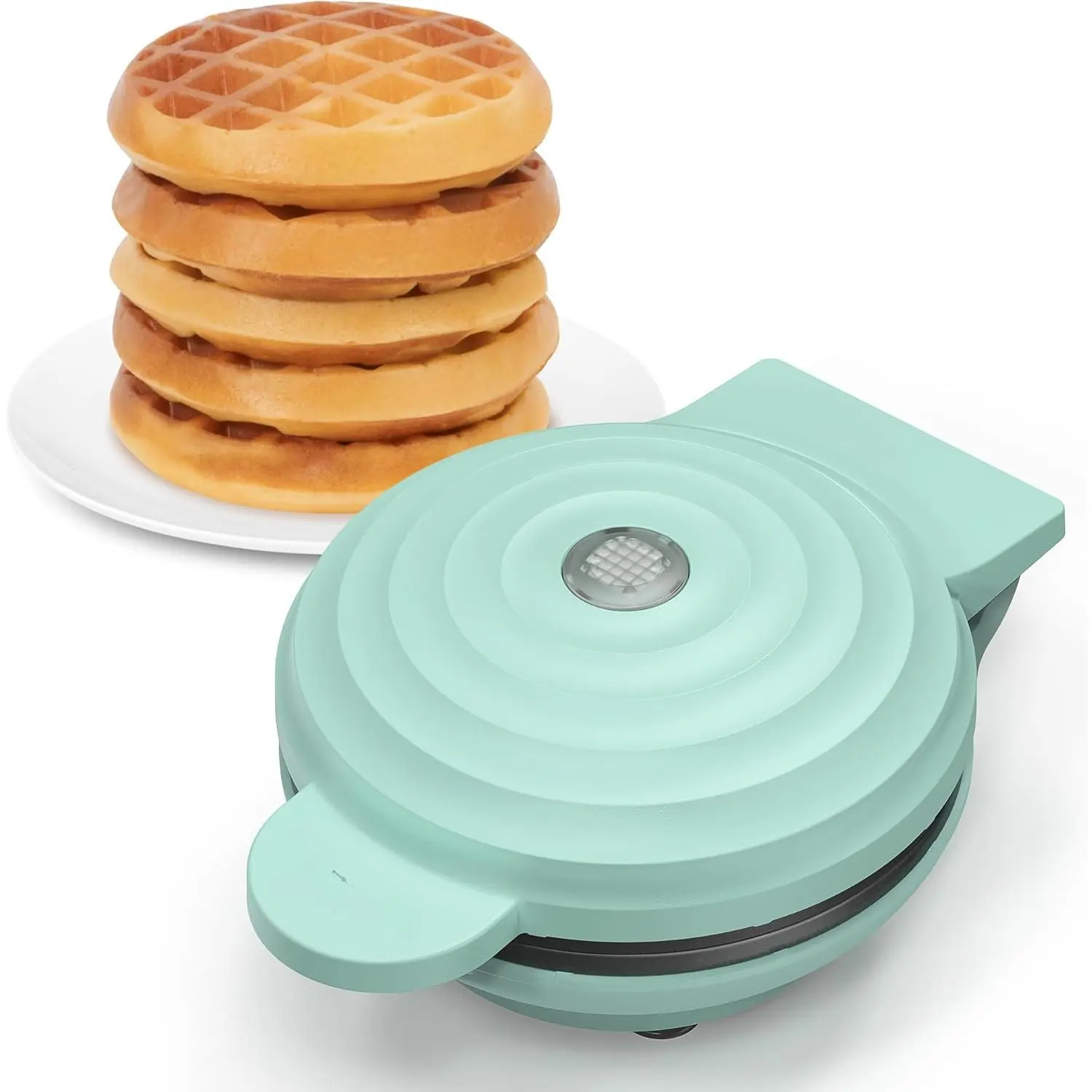 4" Mini Waffle Maker - Non-Stick Compact Kitchen Appliance, Pancake Maker, Waffle Baker Machine, Easy to Clean, Recipe Guide Included, Ideal for Breakfast, Snacks