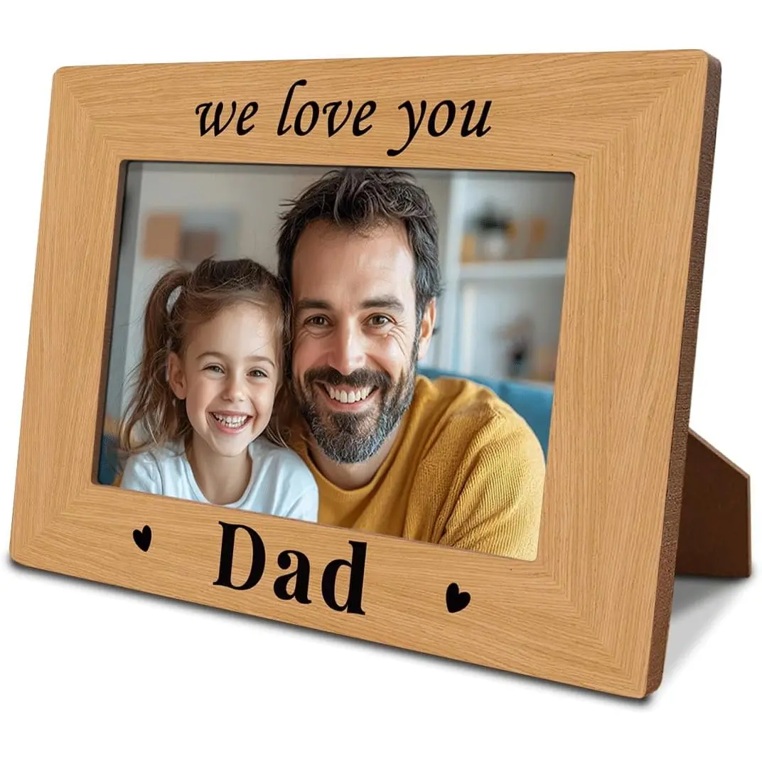 Dad Gift, Dad Photo Frame Gift for Father's Day, Dad Birthday Christmas Thanksgiving Gifts, Photo Gifts Wooden Picture Frame, We Love You Dads Photograph Frame Decor, To Assemble 4*6 Inches Photograph