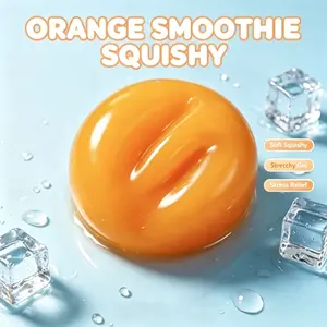 Fake Orange Slushie Squishy Fidget Hobby Toy, Liquid Gel Filled Soft TPR Squeeze Toy, Realistic Fruit Smoothie Shape, Satisfying Squish ASMR Stress Relief Mini Collectible for Kids, Teens and Adult Squish Hobby Lovers