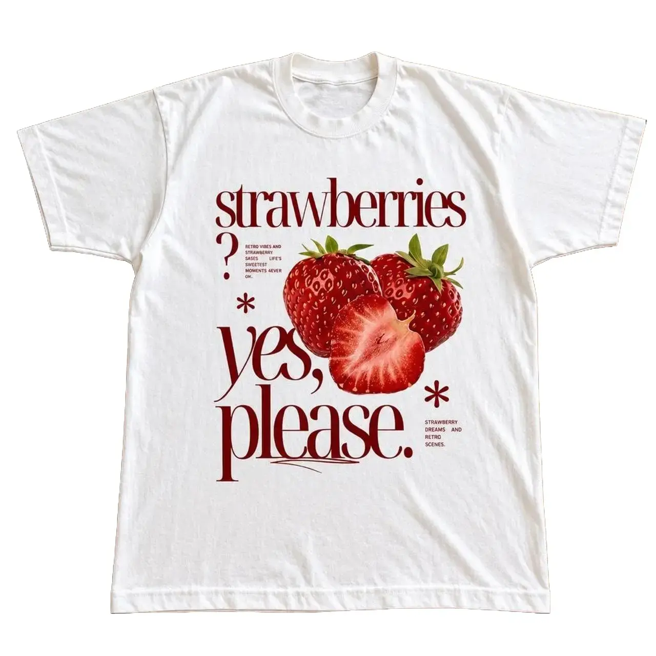 Strawberry Graphic Tee, Y2K Vintage Fruit T-Shirt, Cute Summer Berry Shirt, Kawaii Aesthetic Unisex Cotton Top, Fun Casual Gift