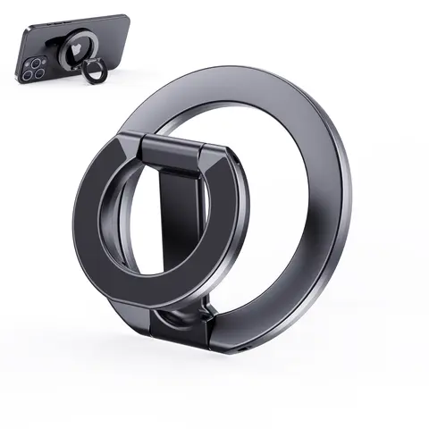 Double-Sided Rotatable Smartphone Ring Grip with 3× Magnet Boost & Foldable Metal Kickstand, Strong Magnetic Accessory for Hands-Free Video Calls & Car Mounts, Compatible with iPhone 17/16/15/14/13 Pro Max Plus (Phone Holders & Mounts)
