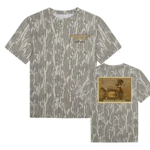 Duck Stamp T-Shirt Camo 3D, Yellow-brown Duck Stamp Mossy Oak Tee, Stamp Goose Shirt Hunting, Gift for Him, for Boyfriend, 3D Hunting