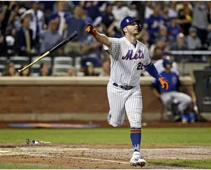 Pete Alonso New York Mets Unsigned Home Run Hit vs. Chicago Cubs Photograph - MLB Memorabilia