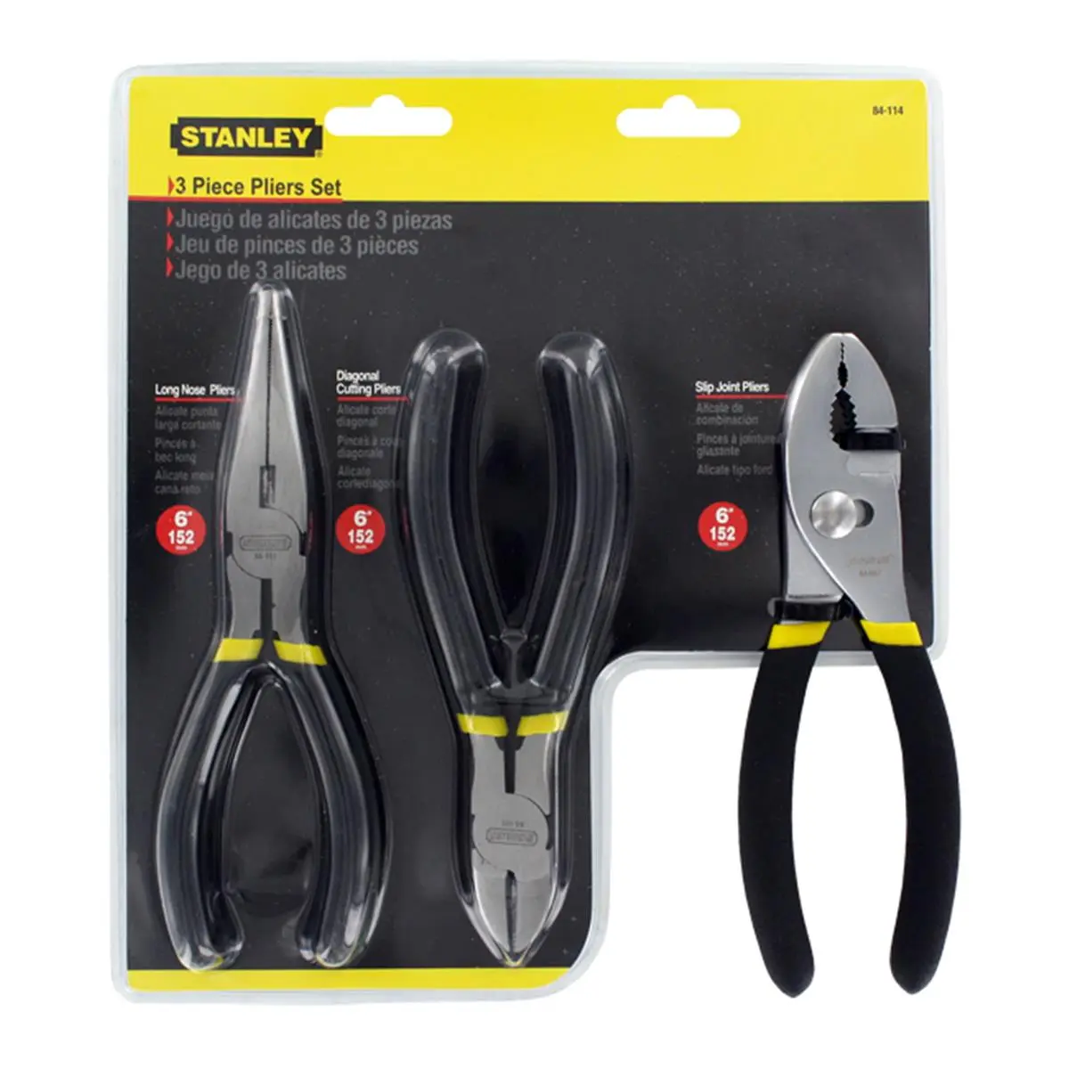 Stanley Bostitch BOS84114 Stanley Bostitch Three-Piece Pliers Set Forged Stainless Steel ST - BOS84114, Heavy Duty, Hand Tools, Slip Joint Pliers