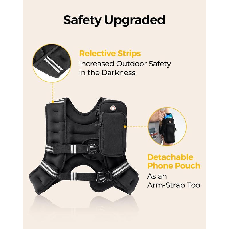 PACEARTH  Weighted  Vest ,  6Lb /  12Lb /  16Lb /  20Lb /  25Lb /  30Lb  Weight  Vest  with  Reflective  Stripe ,  Body  Weight  Vests  Adjustable  for  Men ,  Women  Workout ,  Strength  Training ,  Running ,  Walking ,  Jogging PACEARTH