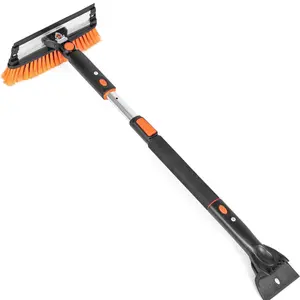 39" Extendable Snow Brush with Detachable Ice Scraper for Car | 11" Wide Squeegee & Bristle Head | Size: Car & SUV | Lightweight Aluminum Body with Ergonomic Grip | Windshield Paint Safe