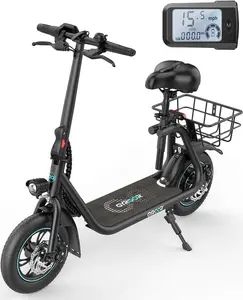 Electric Scooter for Adults with Seat, 20 Miles Range 450W Motor up to 15.5/18.6 MPH Speed LCD Display, Electric Scooter with Basket Professional Certification Convenient Travel