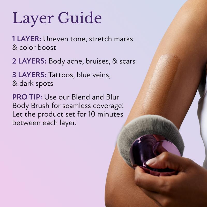 Westmore Beauty Body Coverage Perfector 3.5oz + X-Large Buffer Brush -  Flawless Body Makeup, Concealer for Scars, Spots, Veins, Tattoos and More Blend Cosmetic