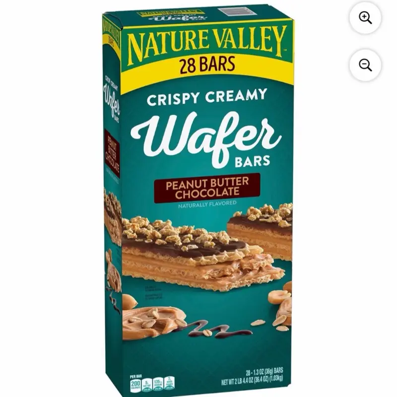 Nature Valley Crispy Creamy Wafer Bars, Peanut Butter Chocolate Flavor, 28-Count Healthy Snack with 14g Whole Grains, Contains Nuts