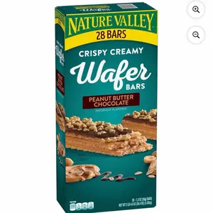Nature Valley Crispy Creamy Wafer Bars, Peanut Butter Chocolate Flavor, 28-Count Healthy Snack with 14g Whole Grains, Contains Nuts