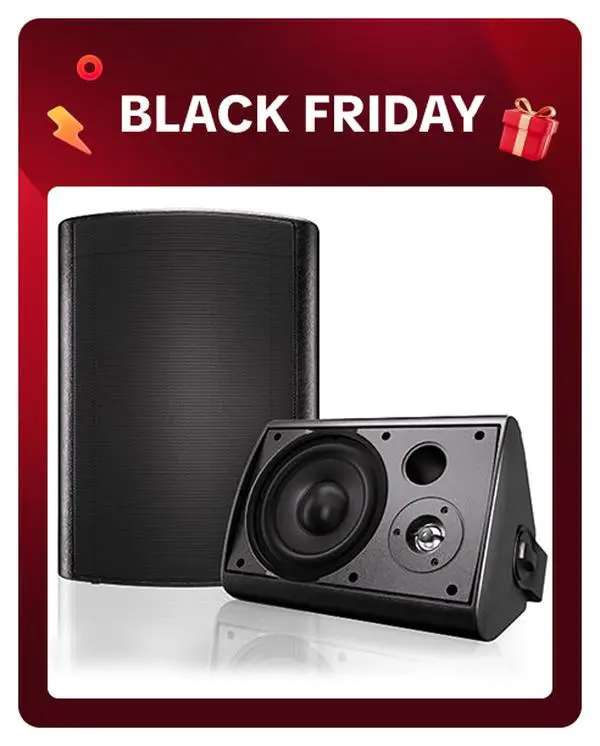 Herdio Weatherproof Loudspeaker System - Outdoor Bluetooth 5.0 Stereo Speakers with High Output, Mobile Compatibility, Active & Passive Drivers, 3.5in/4in/5.25in/6.5in Sizes, Black/White