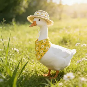 Porch goose dress, spring and summer goose suit, fun animal costume, Easter decoration, adult style, new summer style, independent standing, daisy pattern, Garden