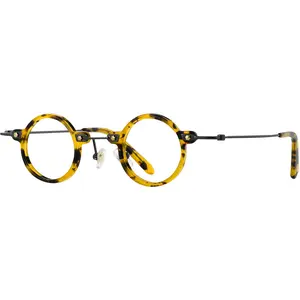 FYTOO Retro Round Frame Small Glasses, Ultra-light Titanium Material, Adjustable Nose Pads Design, Comfortable Fit, Tortoiseshell Style, Y2K Millennium New Style, Lightweight and Durable 1941-13